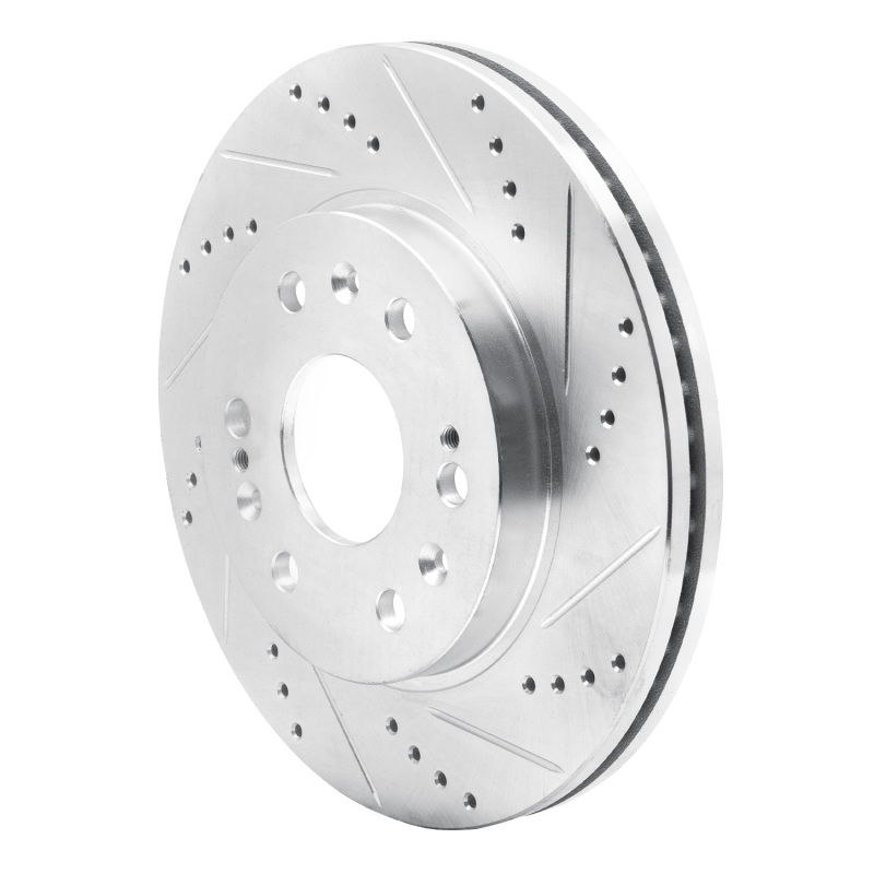 Cadillac Escalade EXT Brake Rotor (1) - Front Right - R1 Concepts - Drilled & Slotted - Silver - `05-`20